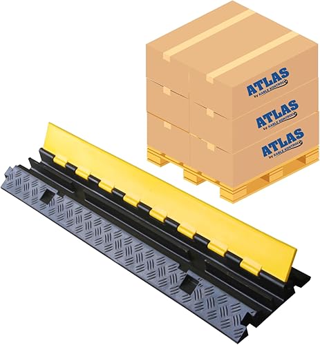 Miniatura 12 de Kable Kontrol Atlas - Rampa protectora de cable resistente, 5 canales, 1 unidad, 36 pulgadas de largo, color negro y amarillo, capacidad de 36,000