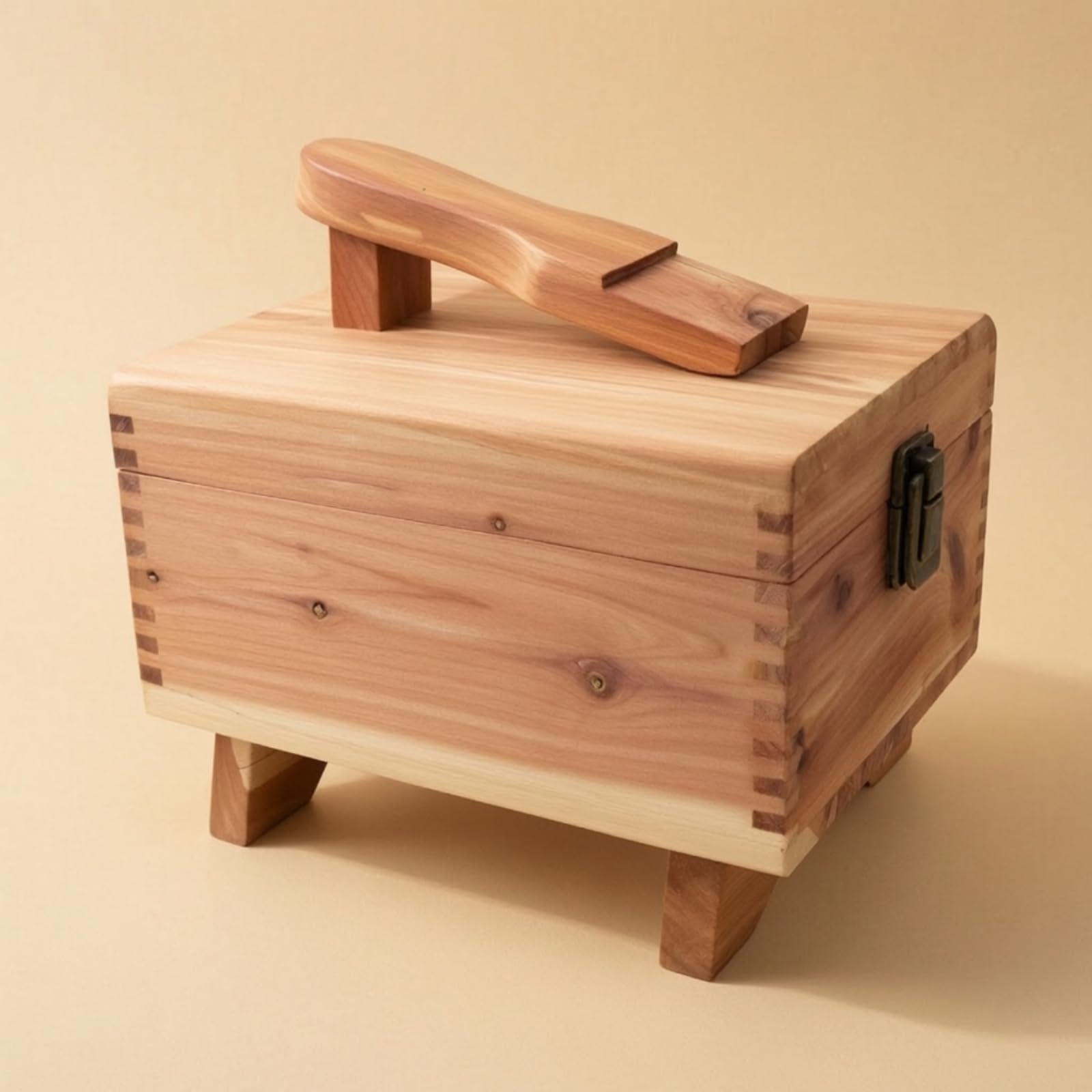 Schuhputzkiste aus Schuhpflegebox mit Klappdeckel voll Schuhputzkiste mit Klappdeckel für Schuhpflege, Array, Hellbraun