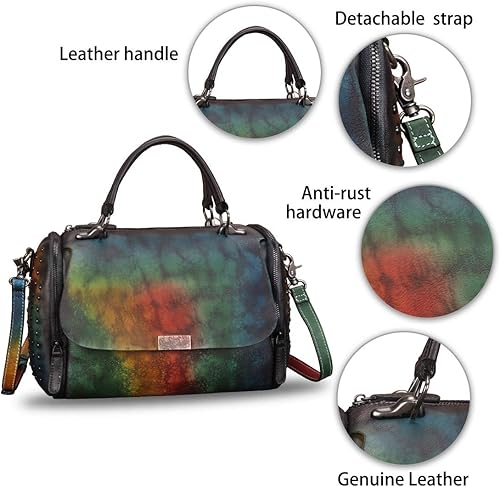 Miniatura 6 de Bolso bandolera de cuero genuino para mujer, estilo vintage, hecho a mano, bandolera