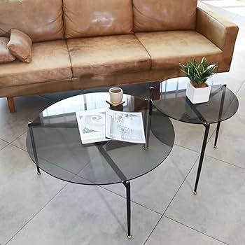 Amazon｜Artloge サイドテーブル ガラス コーヒーテーブル 丸