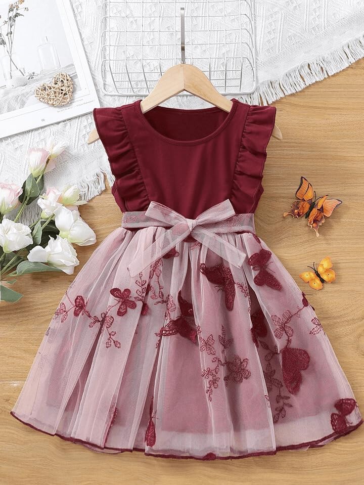 Image of TAGAS Girls Embroidery Pattern Cap Sleeve A-line Knee-Length Dress