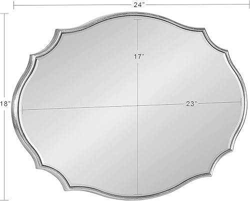 Miniatura 8 de Kate and Laurel Leanna - Espejo de pared festoneado moderno, 18 x 24 pulgadas, plateado, espejo ovalado glamoroso para pared