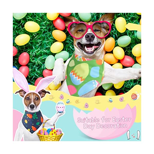 50 pieces easter dog bandanas bulk dog kerchief set bibs triangle dog scarf dog bandanas with easter egg rabbit carrot patterns for easter party pet costume accessories decoration - image 3