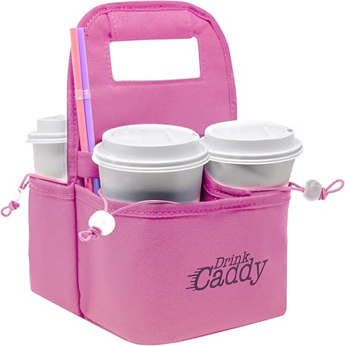 Bolsa portátil para bebidas y portavasos de café reutilizable, bolsa plegable para 4 tazas con bolsillos organizadores, asegura de forma segura las