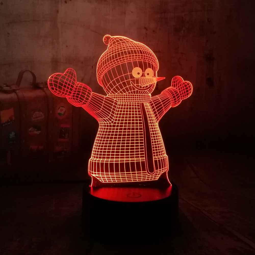 SWTZEQ Luz Nocturna Infantil, 3D monigote de nieve Luz de noche LED Lámpara de Mesa 16 colores Touch Switch, decoración de fiesta, decoración de la habitación de los niños Regalos creativos