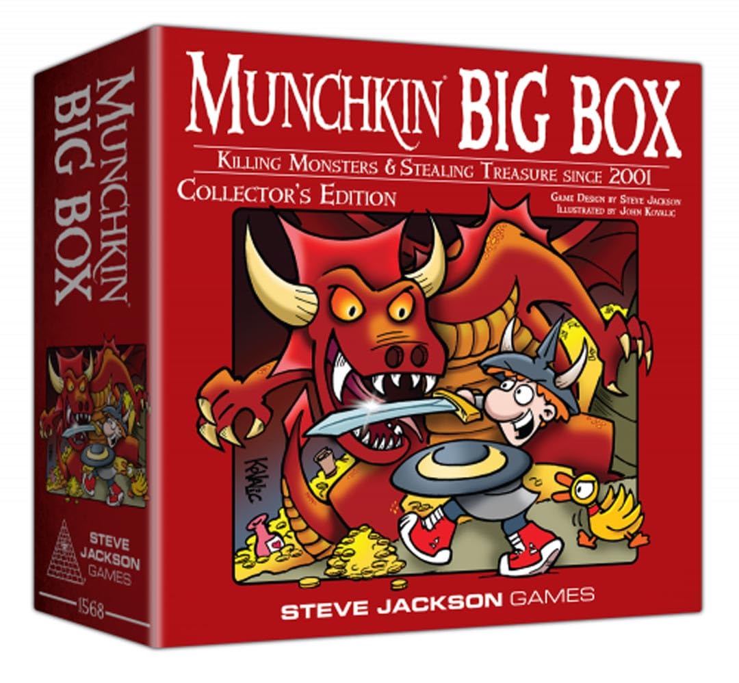 Steve Jackson Games Munchkin Big Box | Collector’s Edition Fantasy Card Game | Over 650 Cards, Game Boards, Meeples, Dice & Storage Tray | Illustrated by John Kovalic | Ages 10+ | 3–6 Players