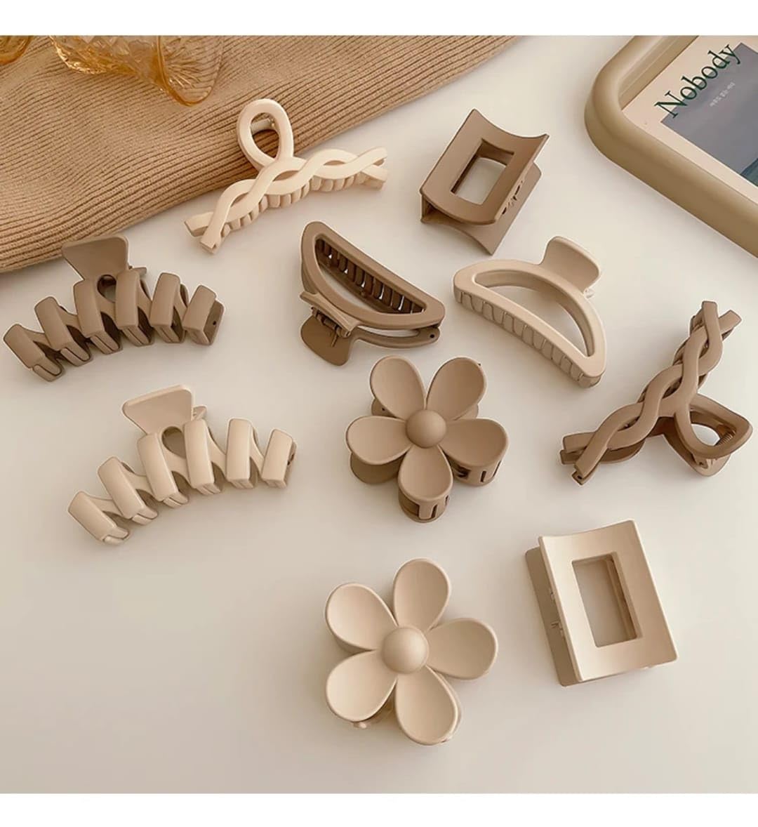 Fermagli per capelli da donna, grandi, sottili, spessi, ricci, accessori per capelli da ragazza, resistenti e resistenti, colori neutri (confezione da 12 misti)