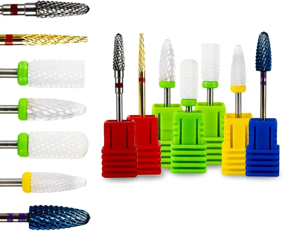 Kit 7 Brocas Tungstênio Cerâmica Alongamento Unha Lixadeira