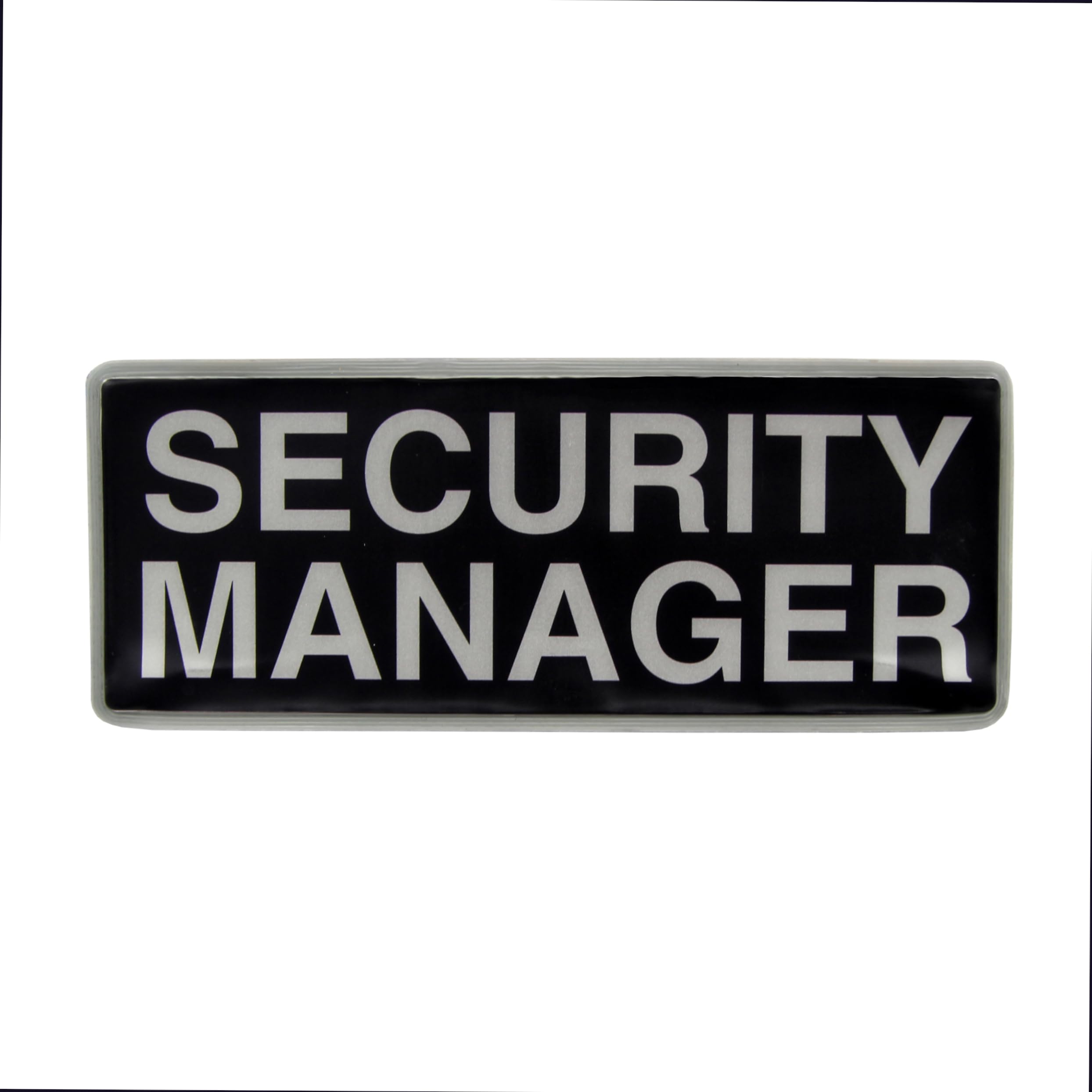 L-MAX Reflective Large Security Manager Badge with Hook and Loop Patch (Hook Only) (Black, Large)