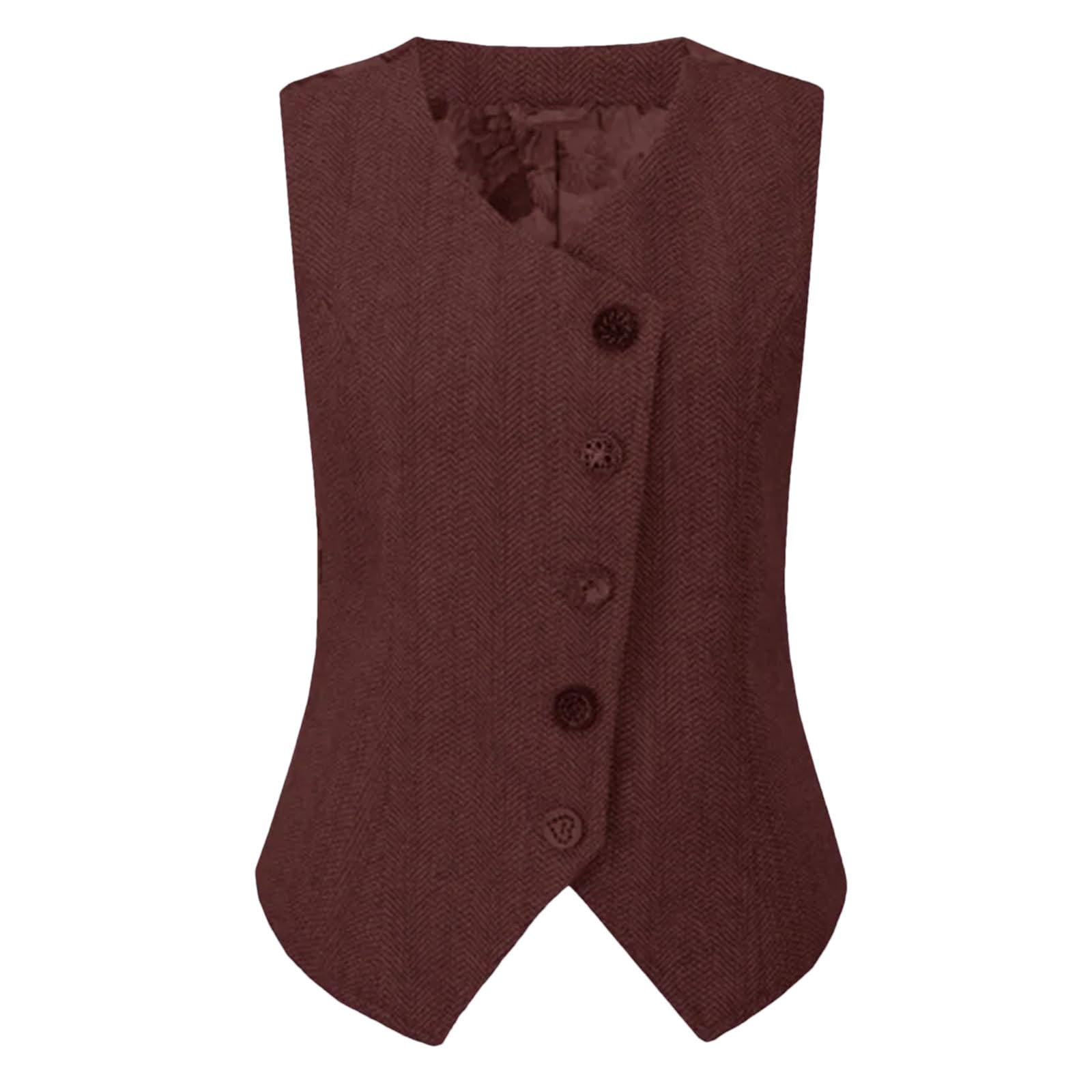 Chaleco casual de negocios para mujer, ligero, sin mangas, para exteriores, chaleco formal de tweed para boda