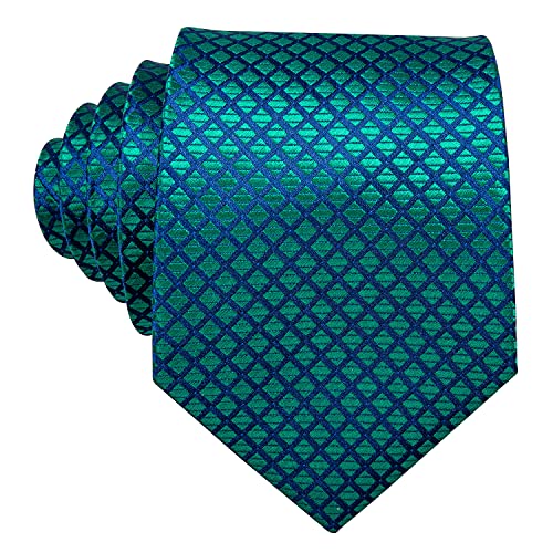 Image of YOHOWA Men Plaid /Striped Ties Set Silk Business Wedding Formal Fashion Necktie and Pocket Square Cufflinks Set