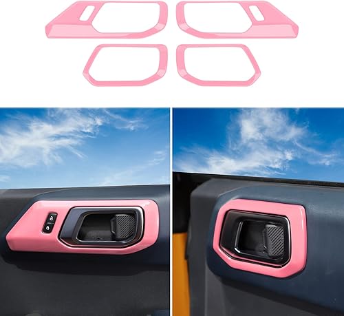 RAZPOY Cubierta interior para manija de puerta compatible con accesorios interiores Ford Bronco 2021-2023, color rosa