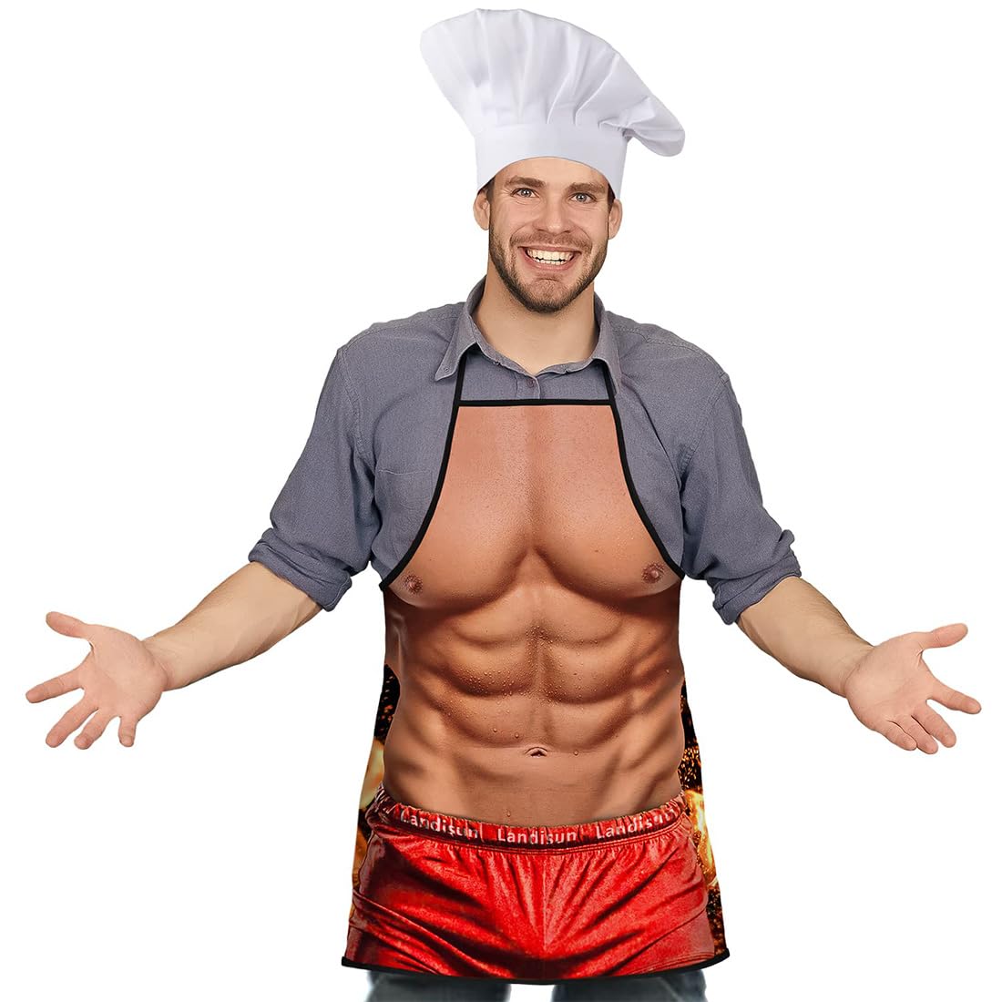 ZKGYUS Delantal de Cocina Hombre en Bañador, Delantal Cocina Hombre Divertido, Regalo Divertido para Novio Marido