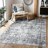Domitapis Area Rug 4×6, Vintage Boho Rug,Ultra-Soft Low Pile, Washable, Non Slip,Stain Resistant Printed Carpet for Living Room Bedrooms Playroom Office Kitchen, Dark Stone