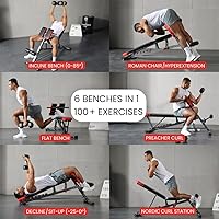 Vista 3 de Finer Form - Banco de pesas multifuncional FID para entrenamiento corporal todo en uno – Extensión de espalda hiper, silla romana, banco ajustable