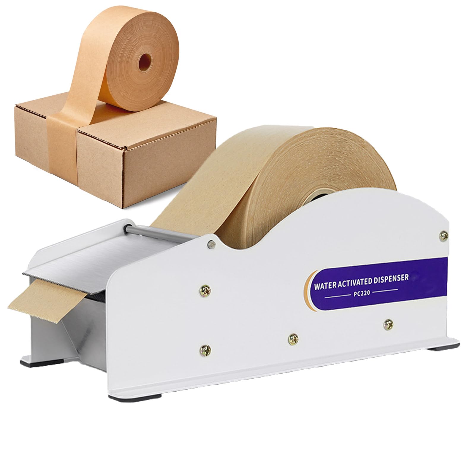 Dispensador De Cinta De Embalaje De Acero Inoxidable, Dispensador De Cinta De Embalaje De Papel Kraft, Dispensador De Cinta Activado por Agua, para EnvíO, CartóN
