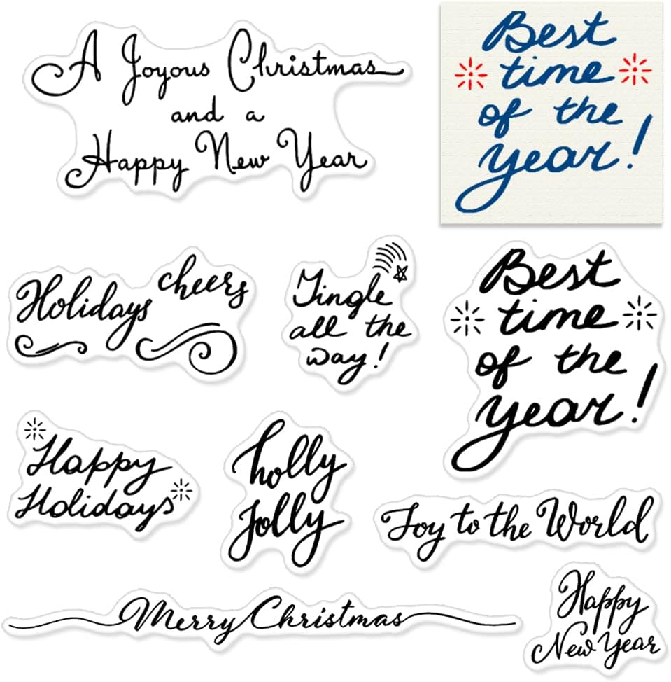 Merry Christmas Words Clear Stamps for Card Making and