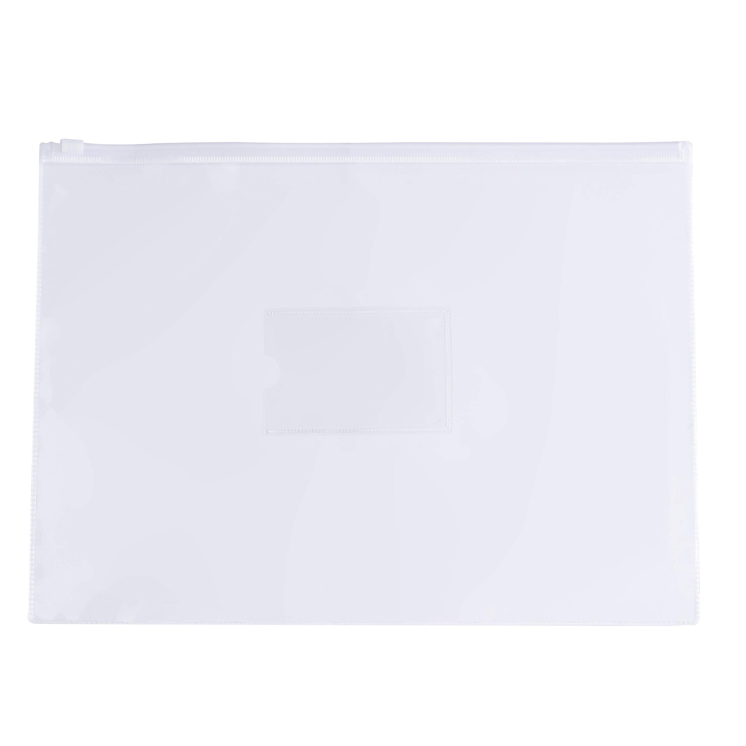 Pack of 12 A4+ Foolscap Clear Zippy Bags with White Zip