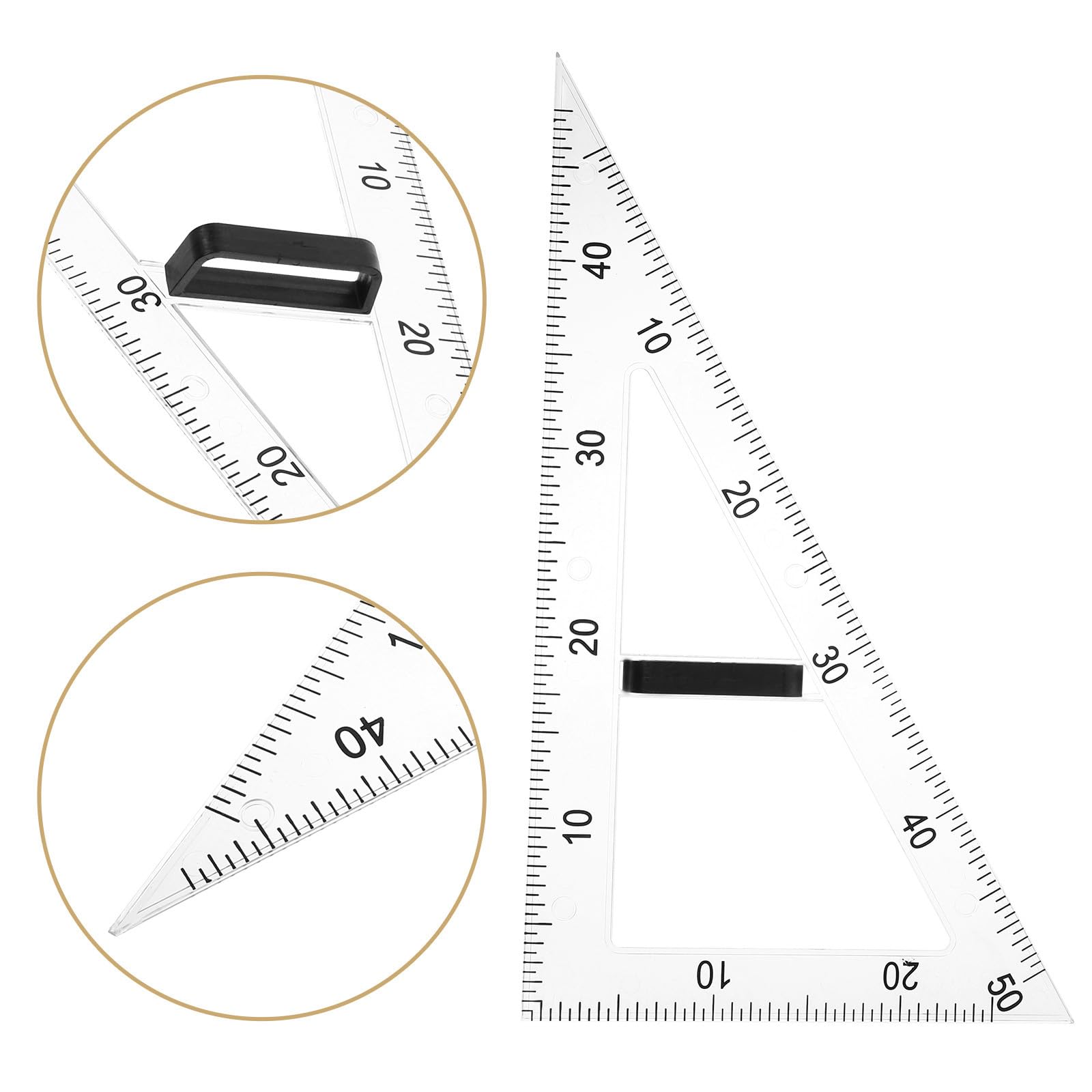 Healeved Magnetisches Dreieckiges Lehrlineal aus Abs mit 60-grad Winkelmesser für Mathematik und Physik Transparent Haftet an Magnetischen Oberflächen zur Vermeidung von Verlust