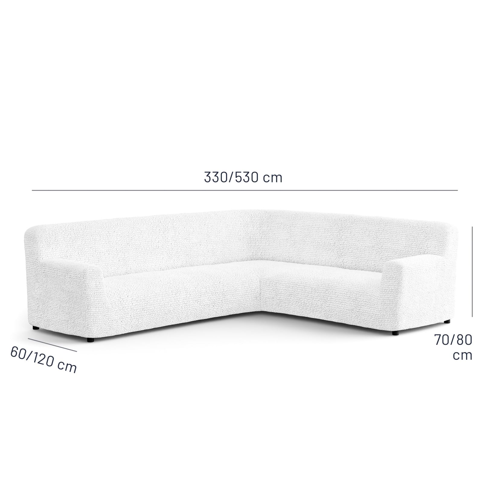 PAULATO - Funda de Sofá Esquinero Microfibra, Tejido Antigarras Lavable a Máquina, Tecnología WavyTech y Certificación Oeko-Tex, Made in Italy - Color Blanco