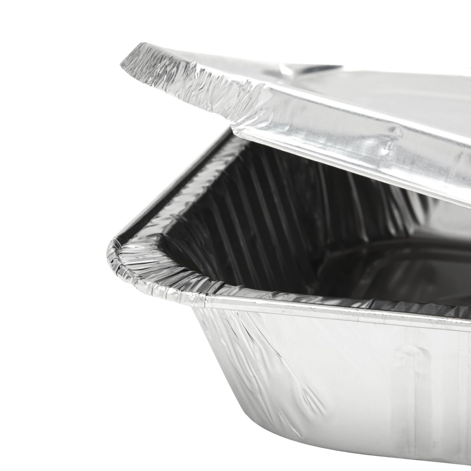 Juvale Paquete de 20 bandejas de papel de aluminio con tapas, sartenes desechables de medio tamaño profundo con tapas para fiestas, catering, barbacoa, hornear, asar, cocinar, 32 x 6 x 26 cm