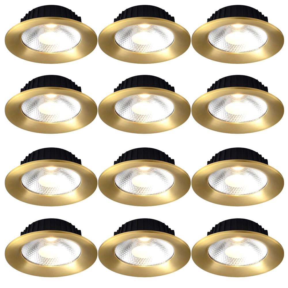 Plafonnier encastré LED en cuivre lot de 12 spots chic dimmable pour salon raffiné