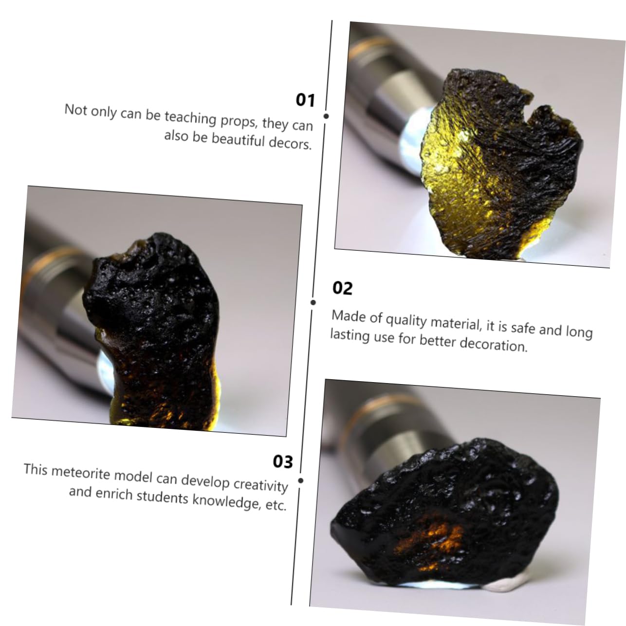 JOINPAYA 4pcs 2.5-3.5cm Black Meteorite Pendant Educational Ornament Science Teaching Material Desktop Decor