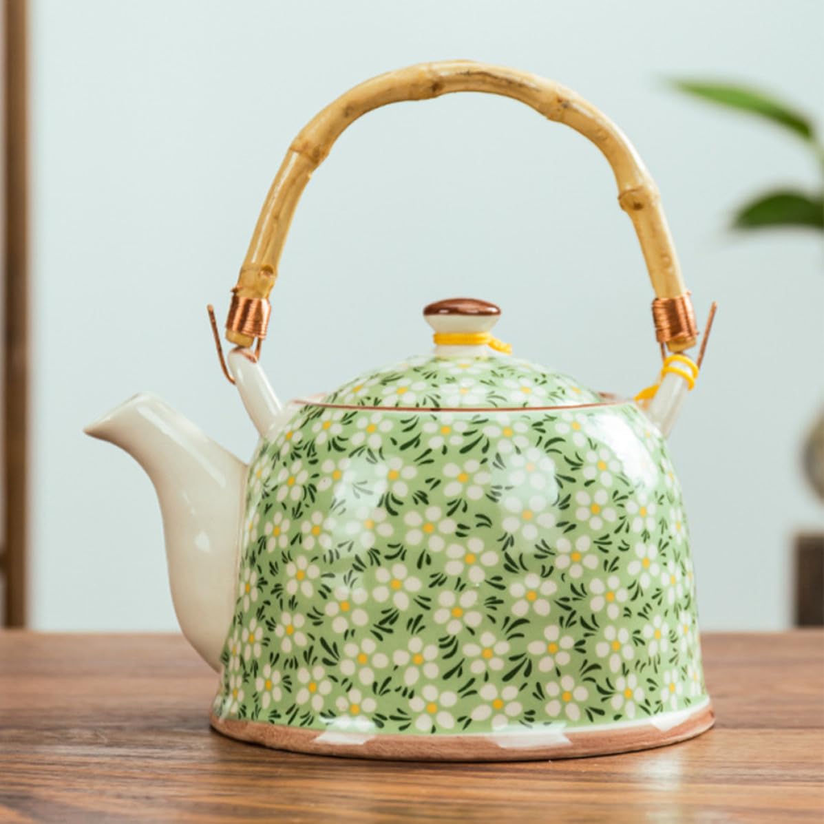 Tetera de Cerámica Japonesa Clásica con Colador, Verde, Ligera