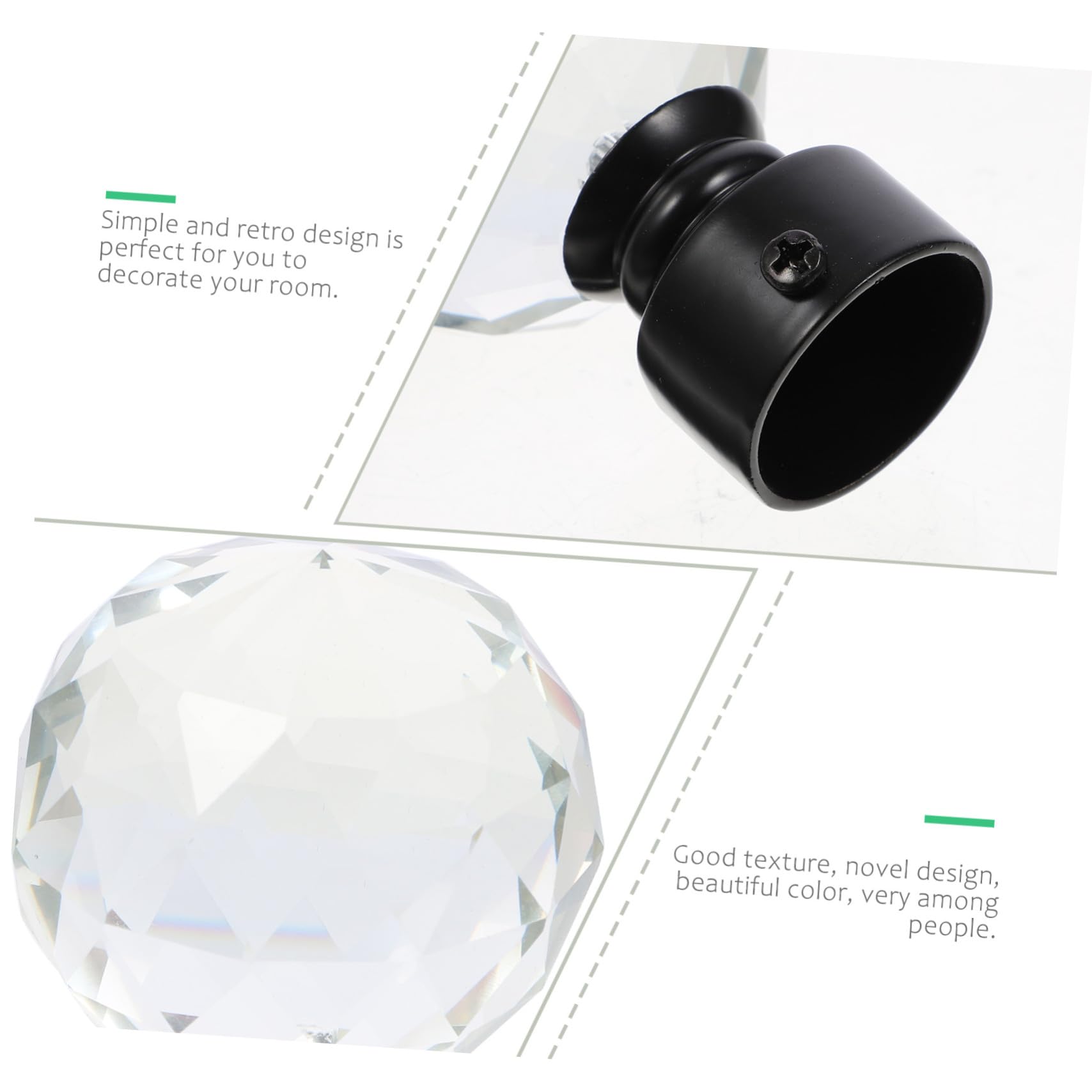 Toyvian Lot de 2 Embouts pour Tringle à Rideaux Noirs en Fer, Accessoires Décoratifs pour Tringles de Fenêtre, Finition Élégante pour Chambre et Salon