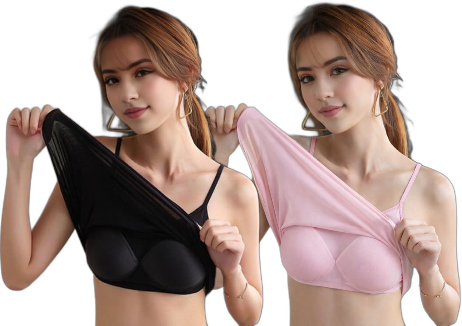 heer enterprise Women Cotton Attached Padded Slip | Lightweight Seamless Innerwear | Perfect Layering Under Tops Pack of 2 Black & Pink-picture-18