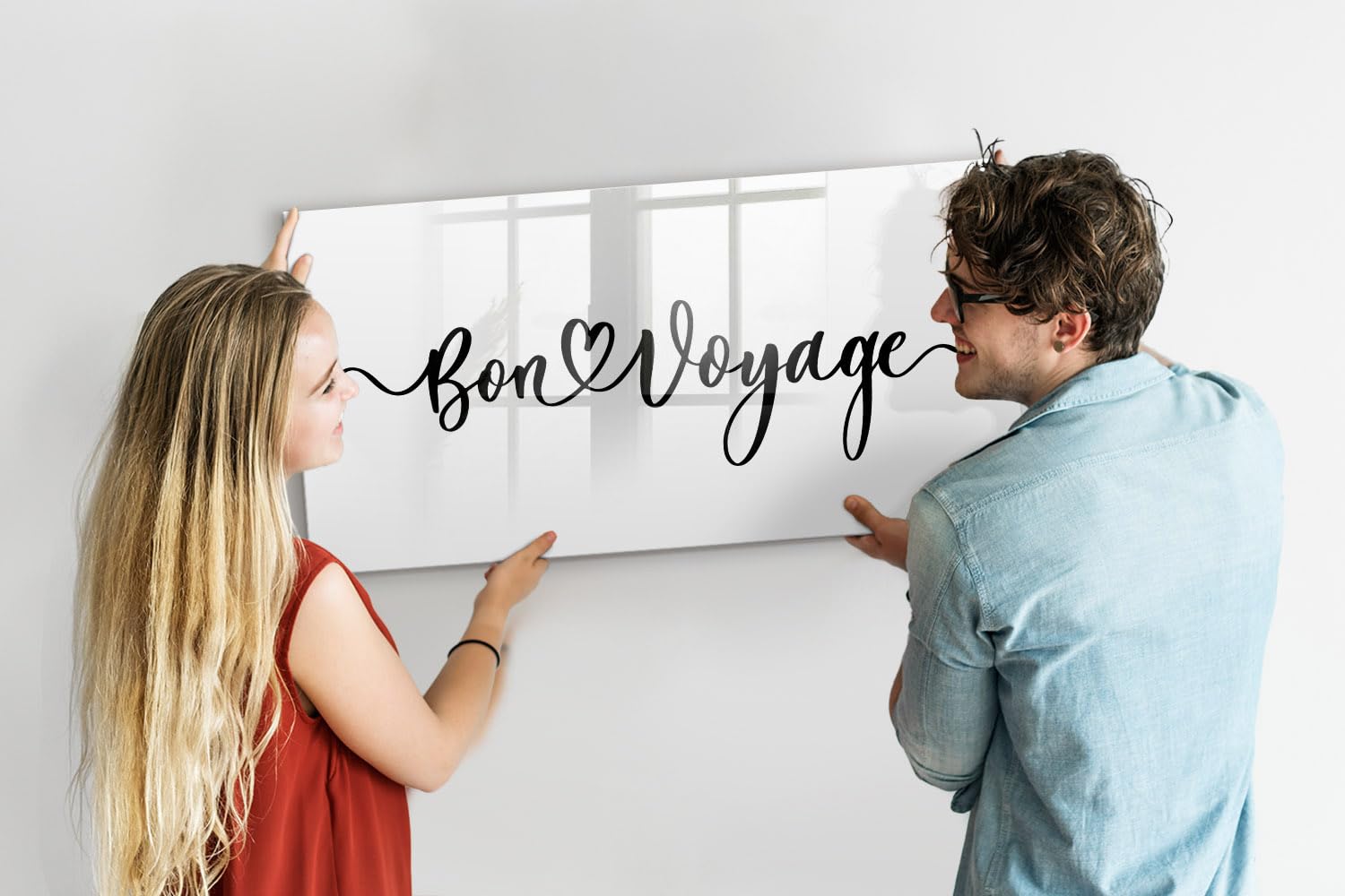 Premium Wand-Glasboard magnetisch mit Zubehör | Neodym-Magnete, Marker & Schwamm | Ideal für Notizen, Planung & Präsentationen- 120x60 - Inschrift Gute Reise
