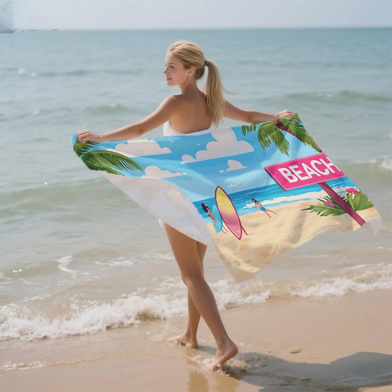 Telo Mare Microfibra Grande 150x200 Mare Alberi Antisabbia Asciugatura Rapida Telo Mare, Leggero Asciugamano Sportivo, Donna Uomo Portatile Coperta da Spiaggia, Perfetto per Viaggi, Campeggio a-329