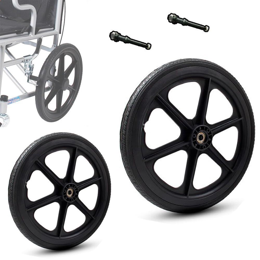 2 Piezas Ruedas Macizos Para Sillas De Ruedas Manual 16 Pulgadas Ruedas Trasera De Repuesto De Silla De Ruedas, Neumáticos No Neumática(Black)