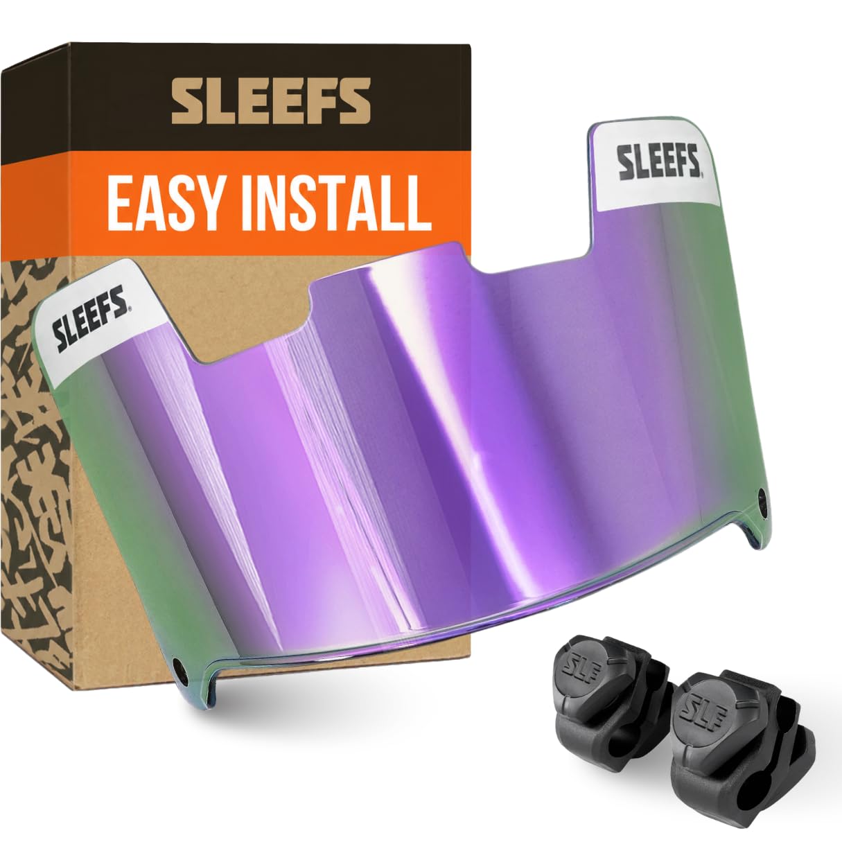 SLEEFS Clear Football Visor for Helmet - Professional Football Visor - Face &amp; Eye Shield - Fits Youth &amp; Adult Helmets - Includes Quick Visor Clips for Easy Installation