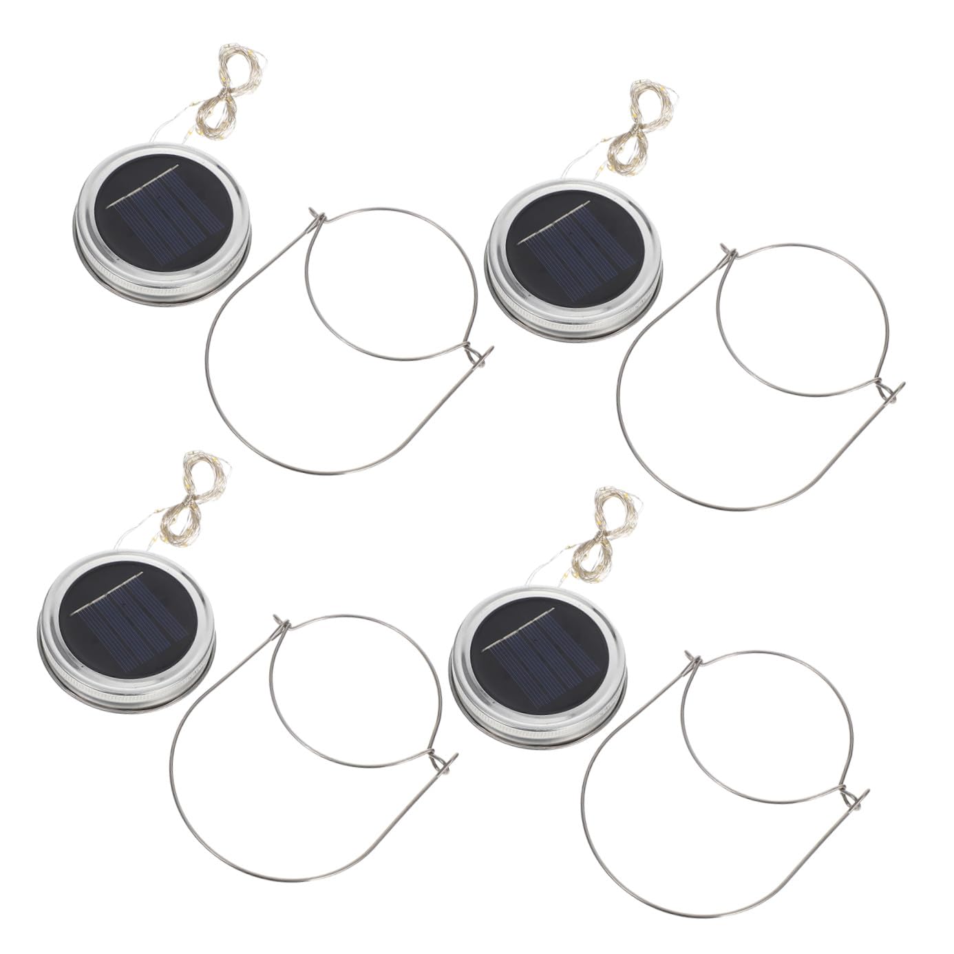 GALPADA 4 Set Copricoperchi Solari Stringa Luci LED da 20 Lampadine, Lampada Decorativa da Esterno in Acciaio Inossidabile e Alluminio, per Giardino e Balcone, Facile da Appendere
