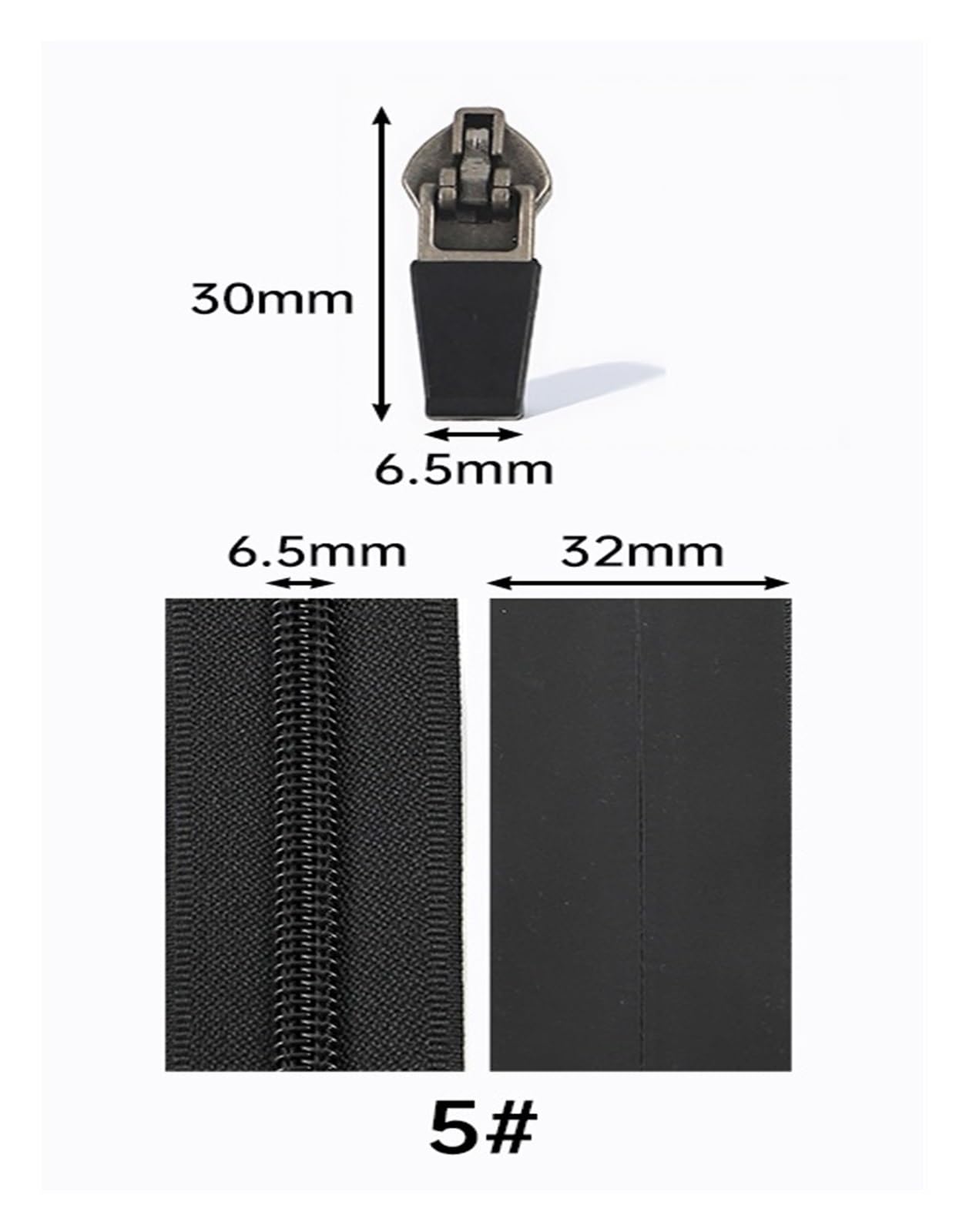 1pc 2/5/10M 3#5# Nero Impermeabile Cerniera In Nylon Zip Nastro Reverse Cursori Cerniere Invisibili Kit Di Riparazione Accessori for Il Cucito(Black-No5,10M Zip 10P Sliders)