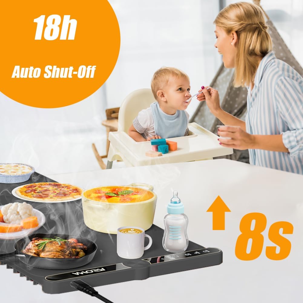 Tiiyee Warming Mat for Food Extra Large 31.5"x15" - Electric Warming Tray Silicone Heating Pad, Portable Food Warmer for Chafing Dishes & Buffet with 9 Temp Settings & 6H Timer for Parties Kitchen