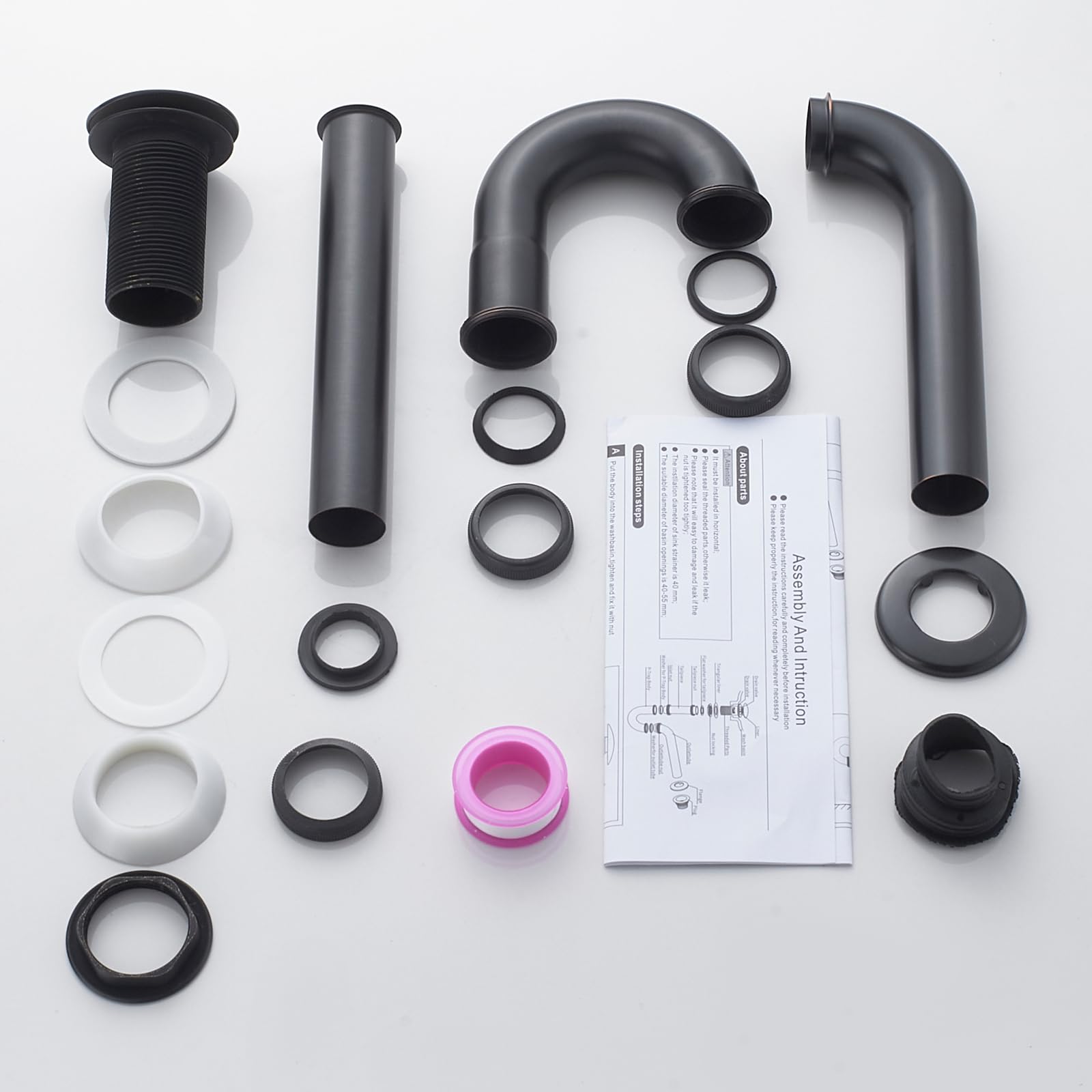 Trampa P de acero inoxidable con tapón para fregadero de baño, juego de trampa de botella de drenaje de fregadero de 1-1/4 sin desbordamiento, altura ajustable, kit completo de fontanería para