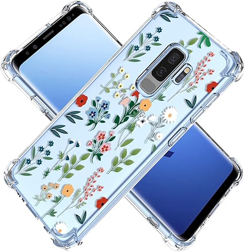 Funda para Galaxy S9+, S9 Plus G965U, transparente, con diseño de TPU suave, absorción de impactos, patrón de jardín de flores, funda protectora