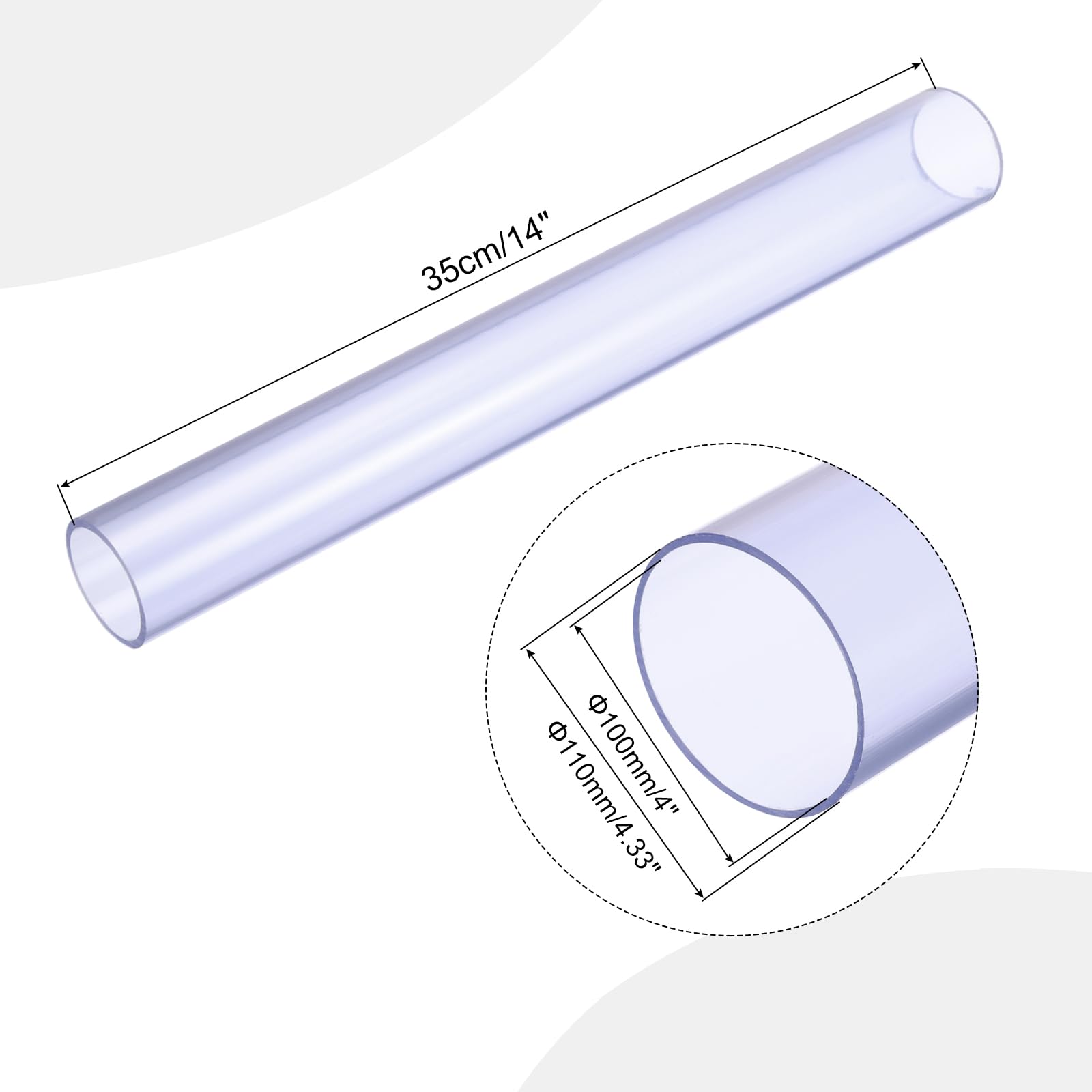 sourcing map - Manguera rígida de PVC transparente de 10,2 cm x 100 mm x 110 mm de diámetro exterior, resistente a los impactos para tuberías de agua, acuario, invernadero, jardín, color azul