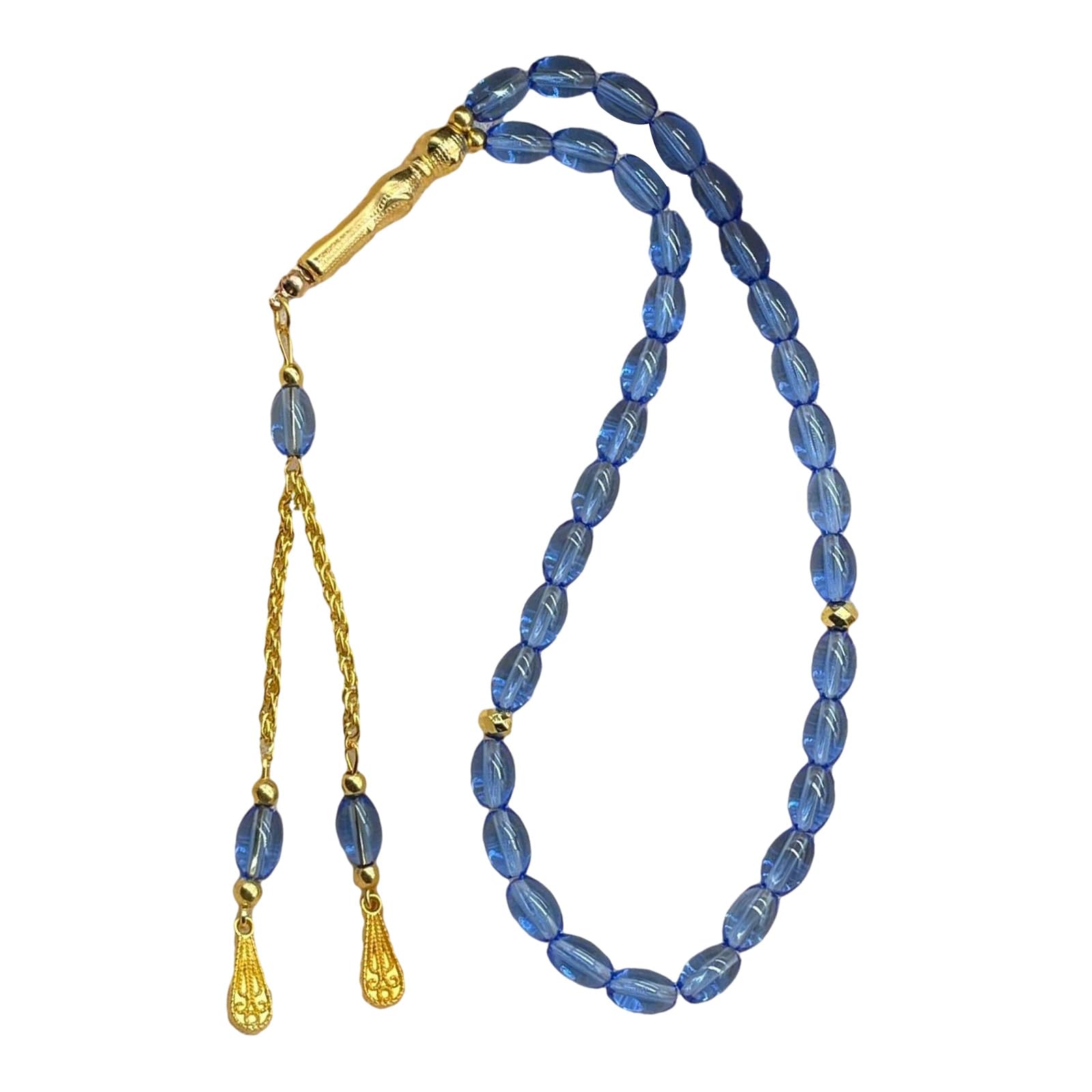 ZBIianxer Oval Shape Muslims Rosary Beads Tasbih with Gold Tassels Design Perfect for Prayers Worship and Religious Gathering Muslims Prayer