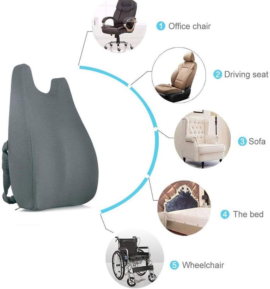 Car Lumbar Pillow - Memory Foam Back Cushion Pillow Office Chair Seat Lumbar Pillow(E)