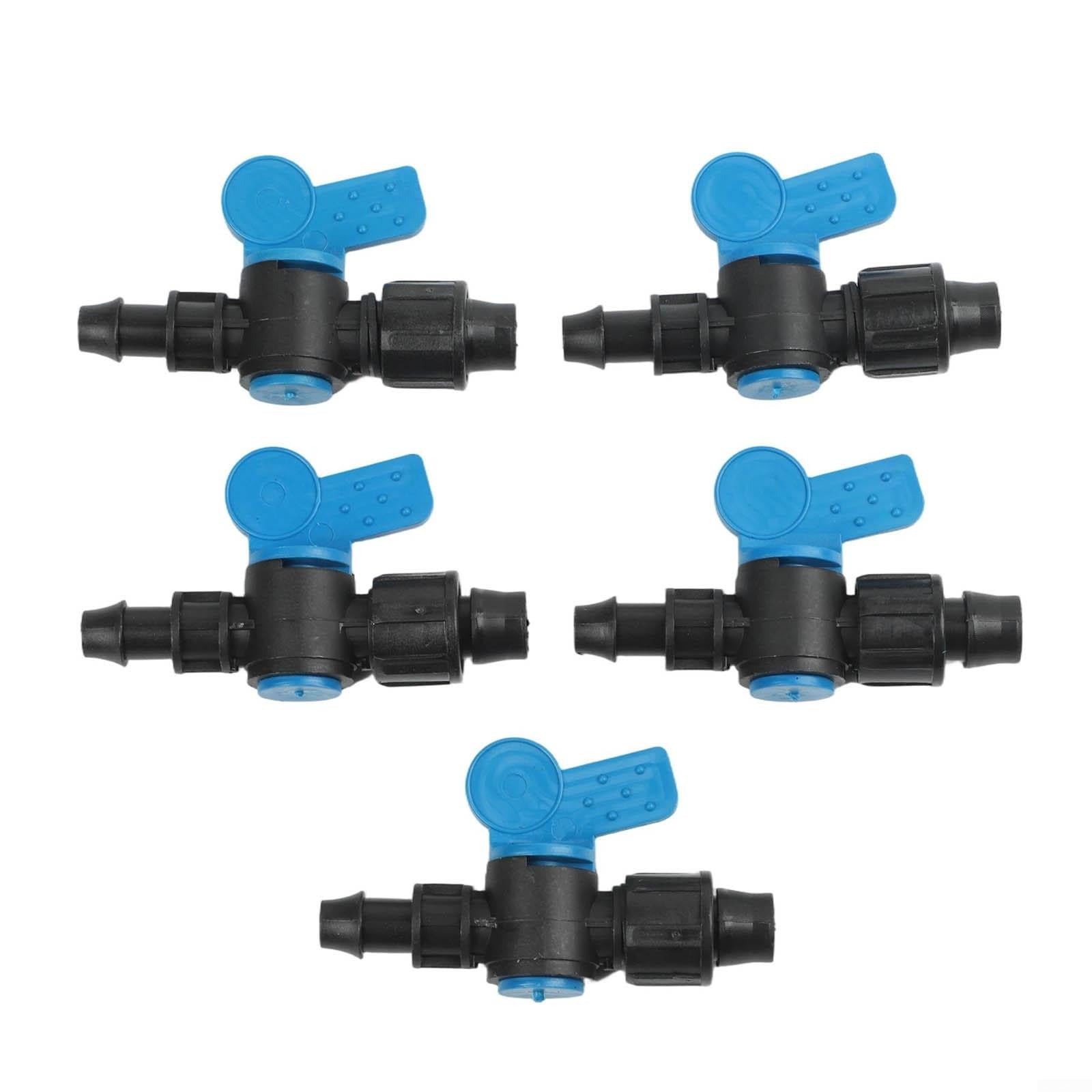 Paquete de 3 conectores de tubería de 16 mm con válvula de bola mini para manguera de riego por goteo, accesorios de bloqueo de tuerca de polietileno con prevención segura de fugas