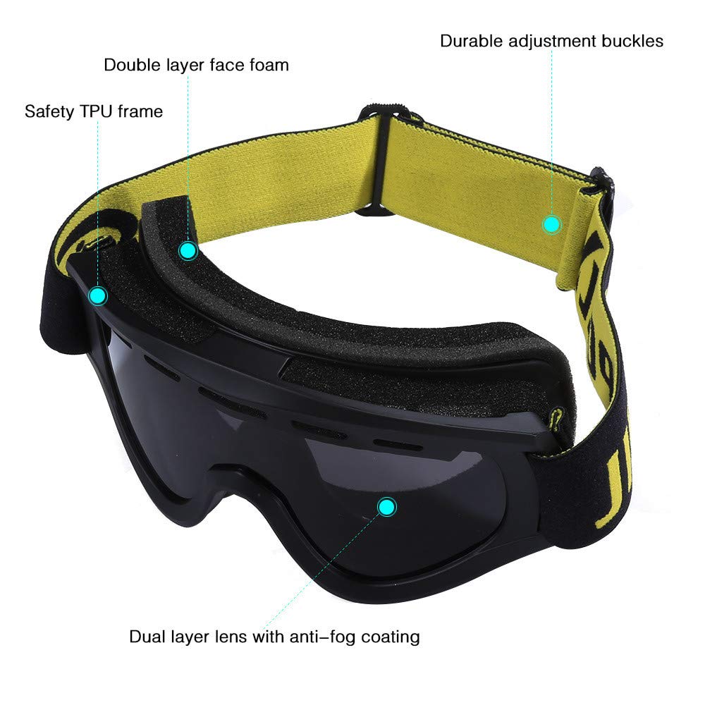 Lunettes de Ski pour Enfants, WideView DoubleLayer Anti, Protection extérieure Contre Le Vent et la Neige pour Les Lunettes de Ski d'alpinisme pour Enfants