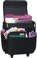 Vista 7 de Everything Mary Rolling Scrapbook Tote – Black Quilted Craft Bag with Wheels – Storage Organizer for Scrapbooking, Papercraft, Art Supplies &