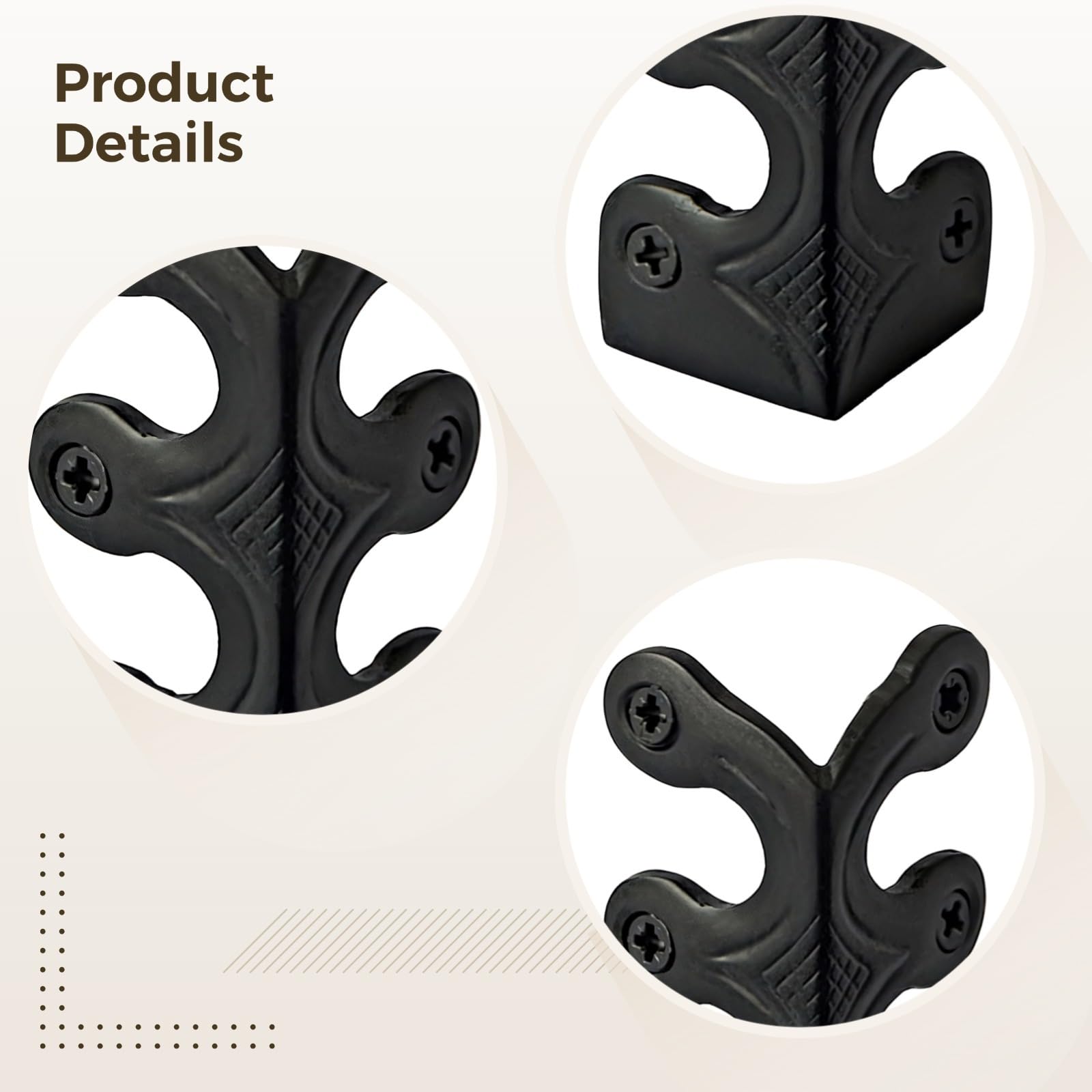 10-Piece Metal Corner Protectors, Black Antique Furniture Guards for Baseboards, Tables, and Shelves