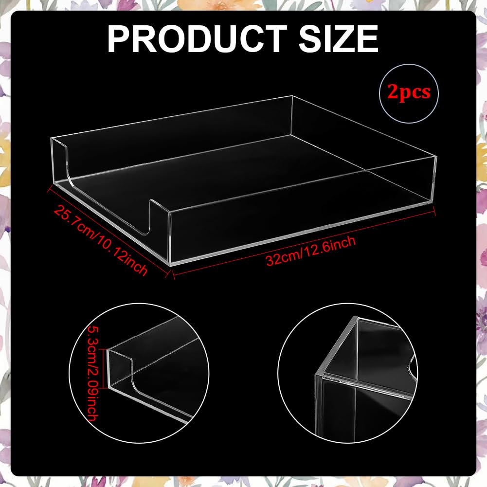 PH PandaHall Acryl-Briefablage, transparente Papierablage, Schreibtisch-Organizer, stapelbare Ablage für A4, A5, Papier, Dokumente, Zeitschriften, Notizbücher, Heimbüro, 32 x 25,4 x 5,1 cm, 2 Stück