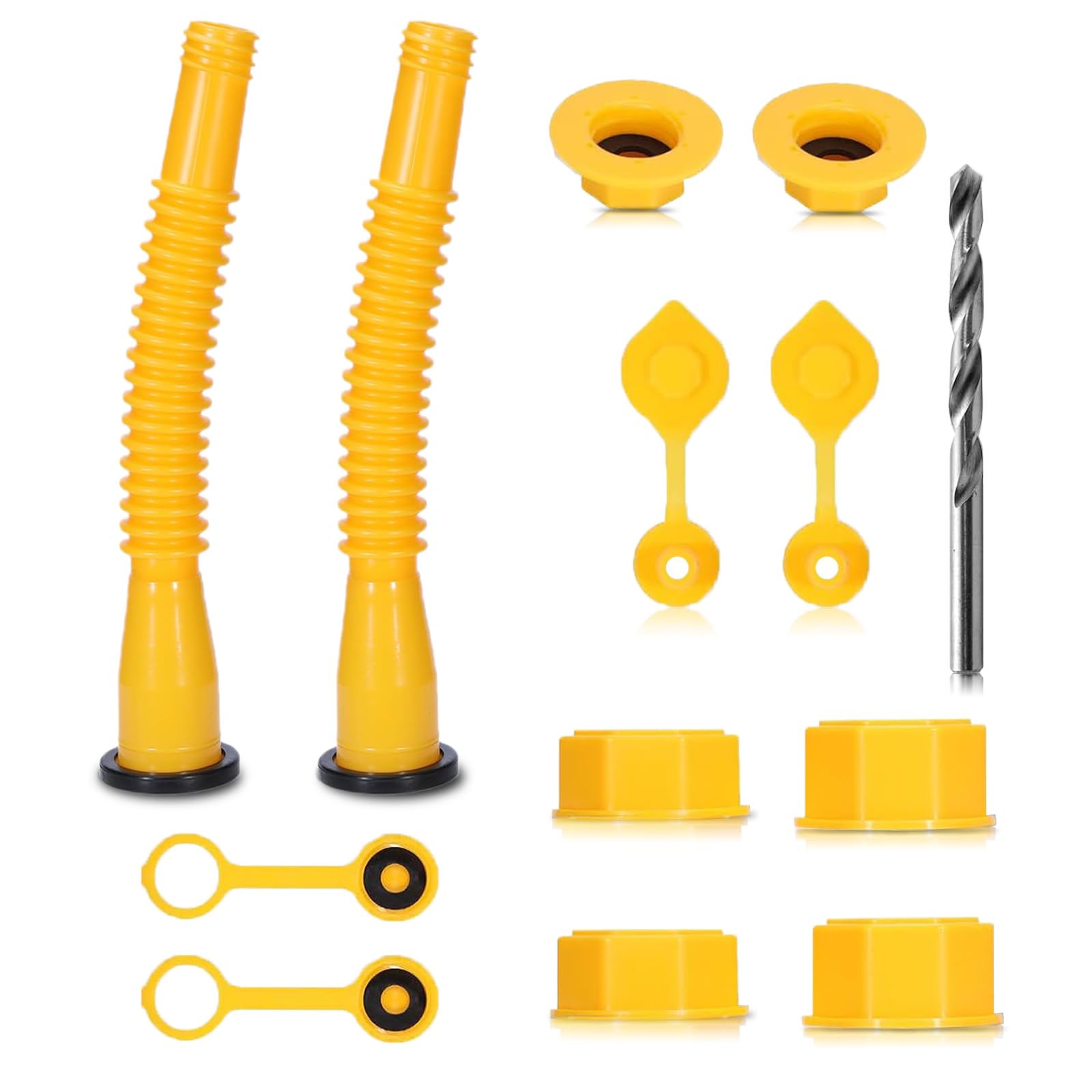 Photo 1 of 2 Pack Gas Can Spout Replacement Kit, Upgraded Leakproof Flexible Nozzles for 1/2/5/10 Gal Oil Cans, Fuel Can Spout Replacement with Vent Caps, Rubber Pad, Drill Bits