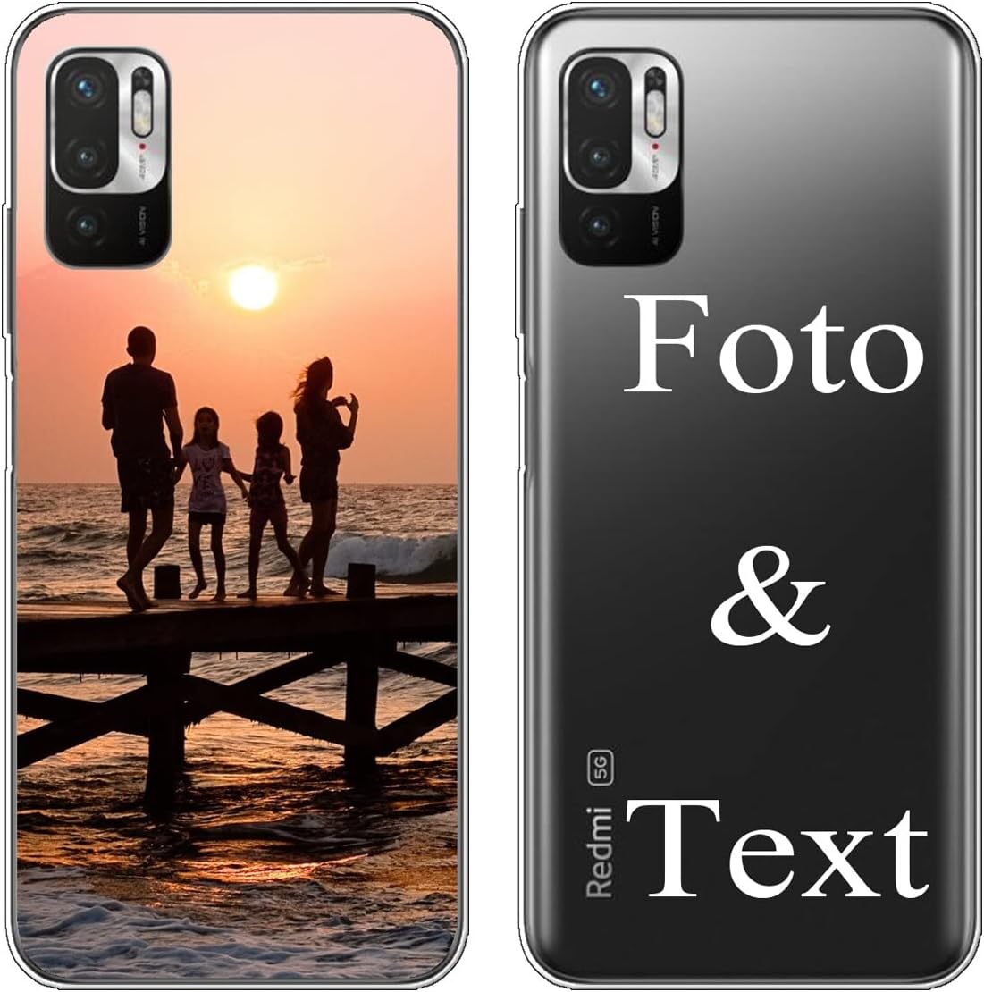 Yoedge Transparente Funda Personalizada para Xiaomi Redmi Note 10 (5G)/Note 10T 5G/Xiaomi Poco M3 Pro 6,5