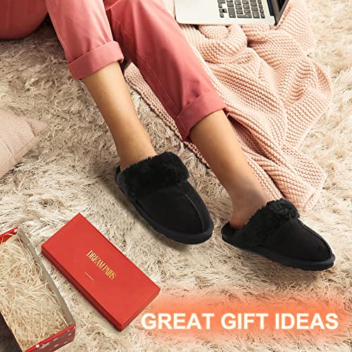 DREAM PAIRS Women's House Slippers Indoor Fuzzy Fluffy Furry Cozy Home Bedroom Comfy Winter Cute Warm Outdoor Shoes FuzzyEasy,Size 9,Black,SOFIE-05